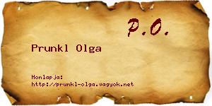 Prunkl Olga névjegykártya